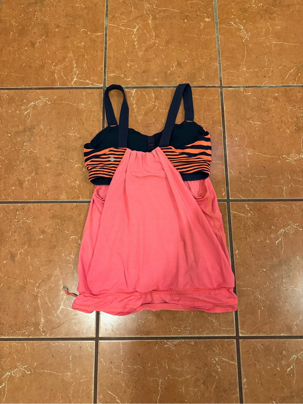 lululemon athletica Pink Tank Top with Black and Orange Striped Bust